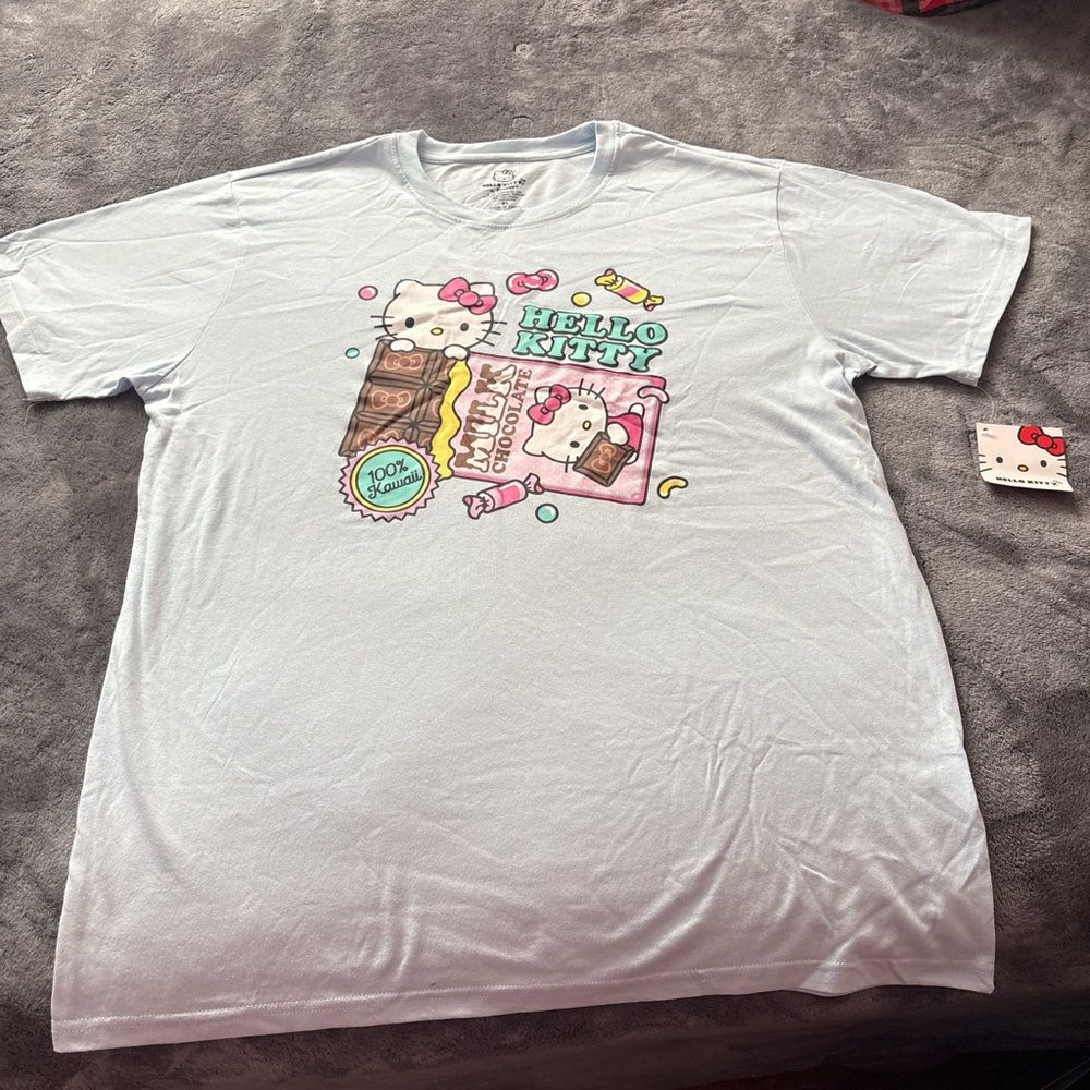 Hello Kitty Kids T-Shirt - Light Blue with Colorful Print